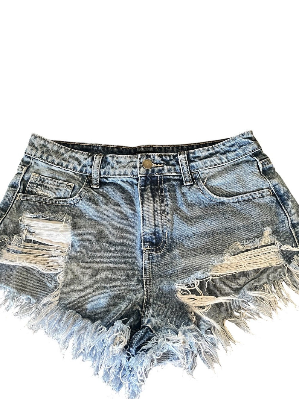 Fashion Nova Light Blue Distressed Denim Cutoff Shorts women's size M L334